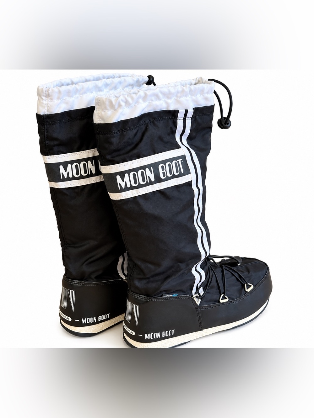 Moon Boot The Original Black White Tall Snow Boots EU 39 US 7 Women’s